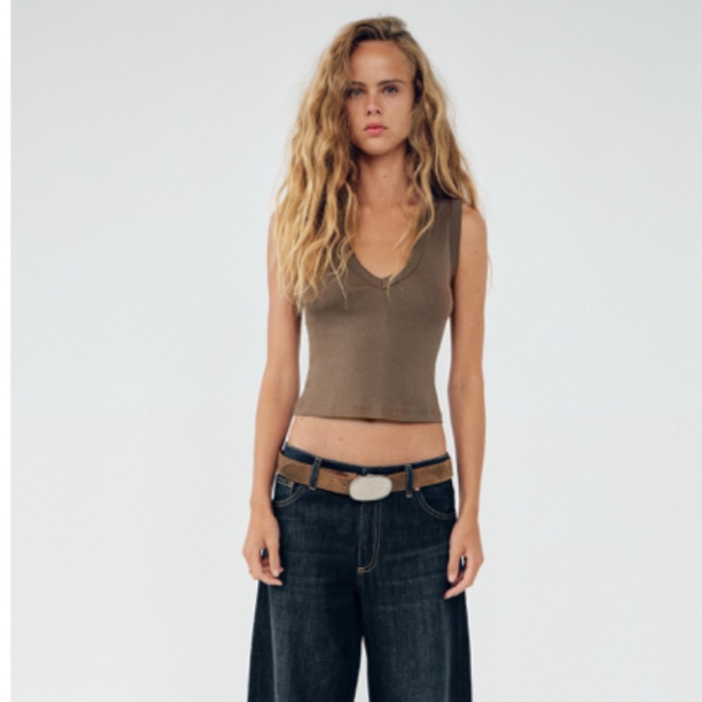 Zara Deep Brown V-Neck Tank Top